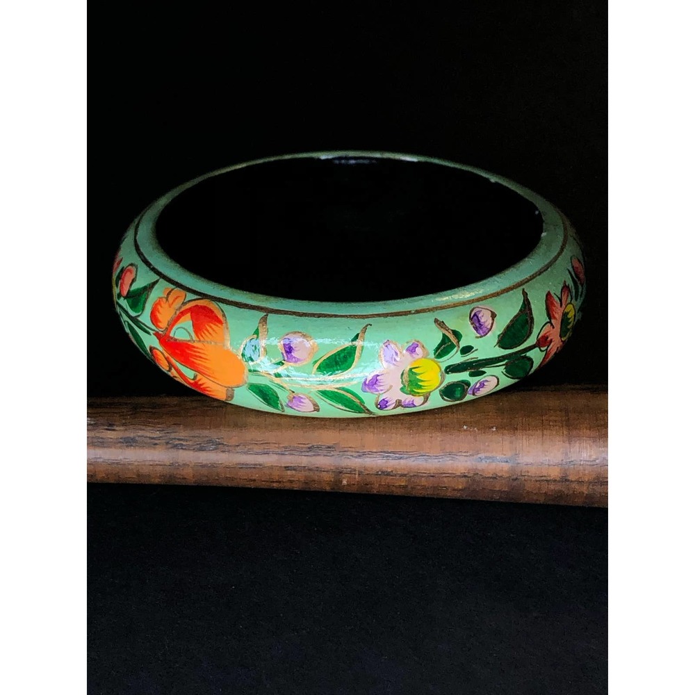 Handpainted wooden bangle bracelet, beautiful colors